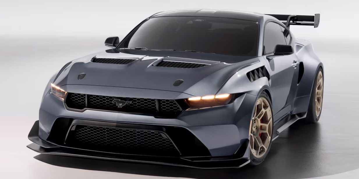 The 2025 Ford Mustang GTD in carbon fiber body panels photographed in photo studio.