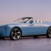 Rolls-Royce Project Nightingale fully electric open-top two-seater finished in Côte d'Azur Blue with 24-inch directional wheels.